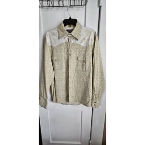 Mac & Jac green floral Striped Button Down long sleeves Shirt Mens‎ Size Medium